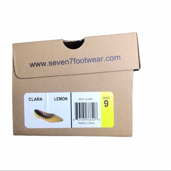 NIB Seven7 Yellow Clara Studded Pointed Toe Flats - Picture 9 of 9